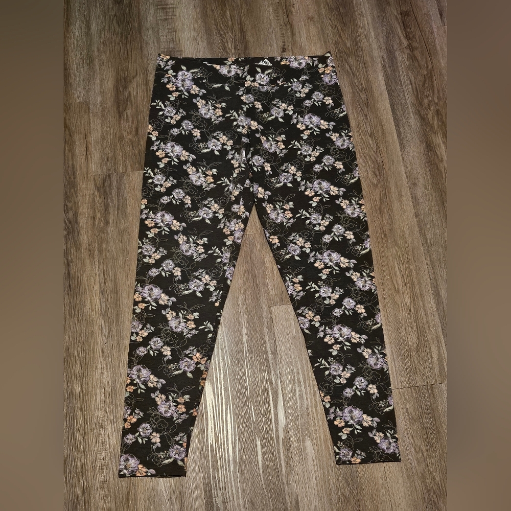 Floral Black Leggings for Women